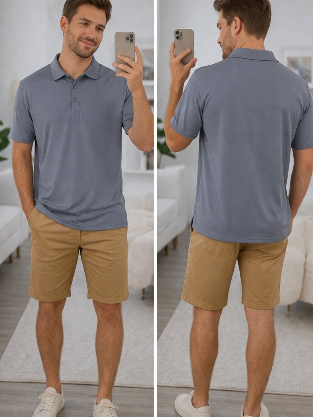 Westzeroone Gray-Blue Polo Shirt | Men’s Casual Stretch Golf Top | Sz. XL